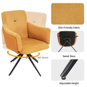 Set di 2 Sedie da Pranzo Moderne Girevoli a 360 Gradi, Sedie da Ufficio per Casa, Sedie Imbottite per Camera da Letto, Base in Metallo, Arredamento per Soggiorno - Product Image 5