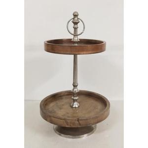 Support à gâteau en métal de style vintage à 2 niveaux, plateau de service rond décoratif pour la table de fête, décoration de Noël, support à gâteau antique - Product Image 2