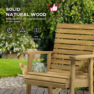 Traditional <b>Wooden</b> <b>Slatted</b> Rocking Chair Indoor and Outdoor Rocker - Product Image 4
