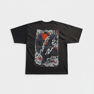 Camiseta Casual de Hombre con Hombros Caídos, 100% Algodón Satinado Negro, Estampado Gráfico Oversize, Transpirable, Personalizada, OEM, Venta al por Mayor - Product Image 1