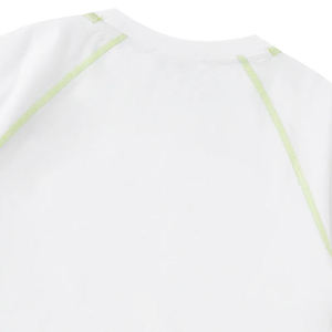 T-shirt à manches raglan pour homme blanc avec bordure contrastée vert lime, coupe classique, décontracté, en coton tricoté, col rond, manches courtes - Product Image 4