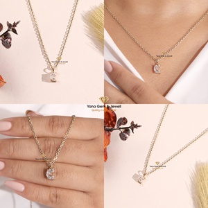 Élégant pendentif lettre initiale C pour femme, diamant de laboratoire CVD, clarté VS1, couleur F, 1,00 carat, or jaune massif 14 carats - Product Image 5