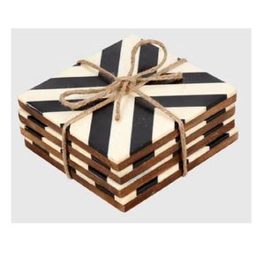 Posavasos con incrustaciones de hueso hecho a mano, Juego de 4 disponibles en otros patrones y colores, posavasos de mesa de café de té, posavasos de hueso - Product Image 2