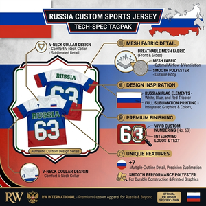 Camiseta de Fútbol de Rusia para Hombre, Manga Corta, Sublimada, Malla de Poliéster, Transpirable, Cuello en V, Corte Regular, Ropa Deportiva de Equipo - Product Image 5