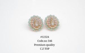 Boucles d'oreilles clous en zircone cubique 12324Cubi, motif paon, rondes, bijoux fantaisie floraux en CZ, plaqué or, pour femme, cadeau de fête ou de mariage - Product Image 6