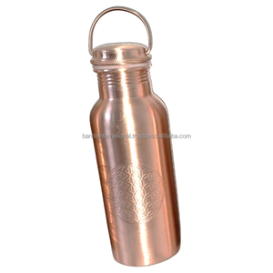 Botella de Cobre con Grabado, Acabado Pulido, Hecha a Mano en India, Beneficios para la Salud, Botella de Agua Potable de Cobre Puro - Product Image 6