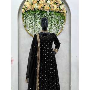 Vestido de noche XL Party Wear con hilo y secuencia de trabajo que incluye vestido y Dupatta - Product Image 3