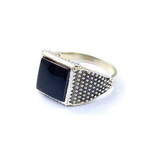 High Grade Black Onyx Gemstone <b>Rings</b> Signet <b>Crafted</b> 925 Silver for Everyday Wear-JAIPUR SILVER Handmade Fine Jewelry Bulk Supply - Product Image 2