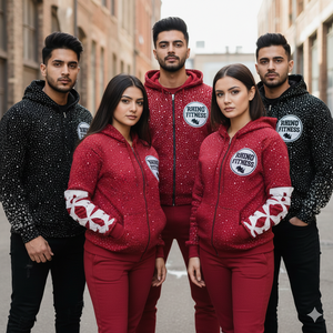 Premium Custom Print <b>Zip</b> Hoodie 500GSM Heavyweight Cotton Embroidered Detail Sun-Faded Acid Wash Cropped Boxy Fit RHINO FITNESS - Product Image 5