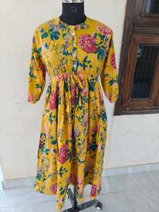 100% Cotton Bohemian <b>Maxi</b> <b>Dress</b> for Women Fancy Floral Printed <b>Dress</b> Fit & Flare <b>Maxi</b> <b>Dress</b> Bulk India Export at Low Price - Product Image 3