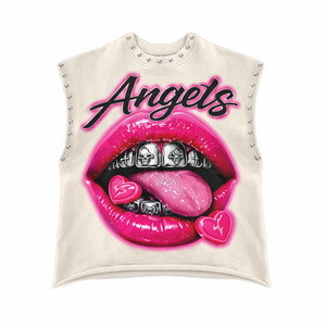 Top Corto Personalizado con Gráficos para Mujer, Chaleco sin Mangas con Tachuelas, Estampado de Labios Rosados, Estilo Urbano Y2K, Moda de Verano, Top Corto Informal - Product Image 1
