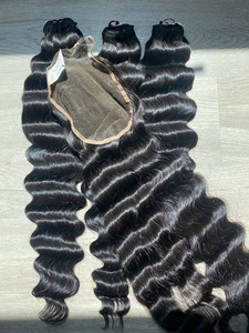 Deep Wave Texture Wholesale 100% Raw Virgin Vietnamese Human <b>Hair</b> Short Wig Natural <b>Color</b> Super Double Drawn <b>Hair</b> Extension - Product Image 2