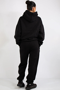 Ensemble survêtement molletonné deux pièces personnalisé avec logo pour femme : sweat à capuche oversize et pantalon de jogging – Tenue décontractée et sportswear – Vente en gros - Product Image 3