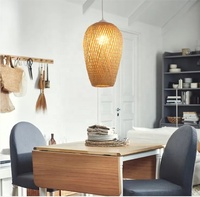 Lampes à induction en rotin tressé minimalistes, salon moderne, lampe suspendue en métal, abat-jour en bambou avec commande tactile IP33