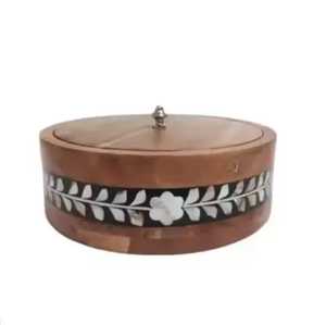 Caja Redonda Minimalista de Madera para Roti, Contenedor Aislado para Chapati, Calentador de Tortillas, Recipiente de Almacenamiento de Pan Plano de Madera Maciza con Tapa - Product Image 4