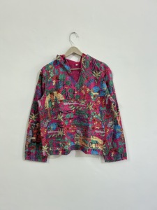 Sudadera con Capucha Kantha Estilo Bohemio, Hecha a Mano, Talla Grande - Product Image 1