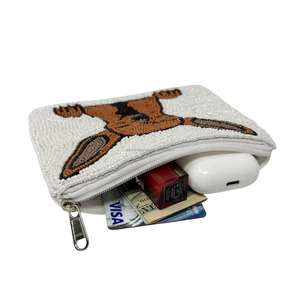 Pochette unisexe brodée main Chihuahua avec perles et fermeture éclair, multicolore, mignonne, pour amoureux des animaux, accessoire de mode - Product Image 2