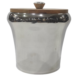 Luxury Double Wall Stainless Steel Ice <b>Bucket</b> with Wood Lid & Knob Insulated Wine Cooler Chiller For Barware Party Events <b>Bucket</b> - Product Image 1