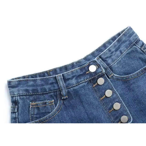 Trending High Waist Asymmetric Denim <b>Shorts</b> <b>Women</b> Solid Color Button Front Distressed Wash Summer Casual <b>Short</b> Length Regular - Product Image 4