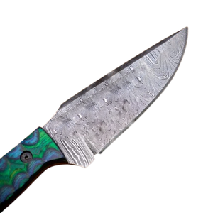Mystic Blade - Hand-Forged 9" Damascus Steel Hunting Knife with Colored Resin Handle and Leather Sheath– Perfect for Outdoor - Product Image 2