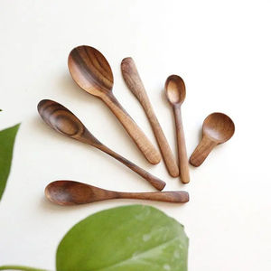 Modern Rose <b>Gold</b> Plated Wood Serving <b>Spoon</b> with Mirror Polish Long Handle 10ml Capacity - Product Image 4