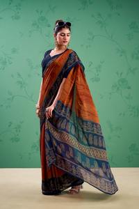 Sari indien traditionnel en soie imprimée Rangoli pour femmes, idéal pour les mariages et les festivals, collection de saris simples à prix abordable - Product Image 2