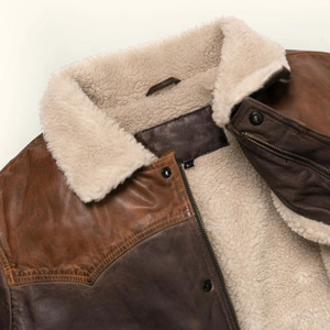 SANCHAL INTERNATIONAL Custom Logo Plus Size Men's Breathable Winter Woolen Cowhide <b>Leather</b> Formal Vest Zipper Closure Warm - Product Image 5