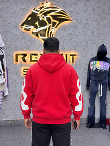 Heavyweight Oversized Cotton Fleece Hoodie Custom Streetwear Distress Embroidered <b>Zipper</b> <b>Sweatshirt</b> Wholesale - Product Image 5