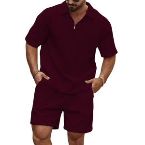 El más nuevo conjunto de hombre Trend Fashion manga corta Fitness T-shirt + Sports shorts Traje de hombre Dos piezas Color sólido chándal para correr - Product Image 2