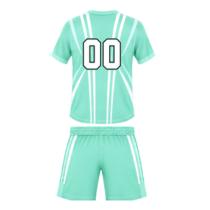 Conjunto de Camiseta y Pantalones Cortos de Rugby Color Verde Menta, Cuello en V, Uniforme de Equipo, Transpirable, Ligero, Personalizable, Ropa Deportiva de Entrenamiento - Product Image 2