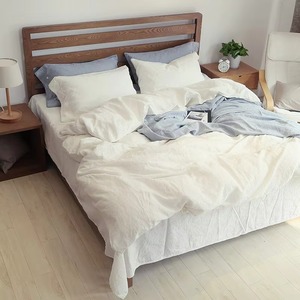 Weavetex Stone Washed <b>Blue</b> Linen <b>Duvet</b> <b>Cover</b> Set 3 Pieces Solid Color Bedding with Pillowcases - Product Image 3