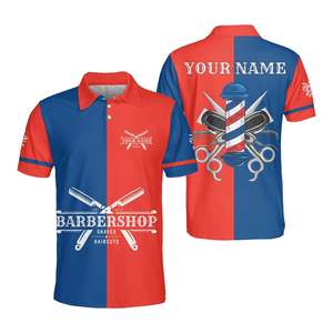 T-shirt créatif sublimé pour barbier, imprimé graphique, manches courtes, polyester, col en V, personnalisation de marque, pour coiffeurs, coupe classique homme - Product Image 4