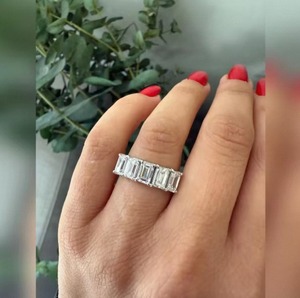 <b>Emerald</b> Cut 3.50 Carat Lab Grown Diamond <b>Ring</b> For Women Luxury 925 Sterling <b>Silver</b> Jewelry For Wedding Engagement for Gift - Product Image 4