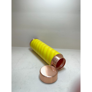Handcrafted Pure Copper Water Bottle with Printed Yellow Abstract Design Leak-Proof Ayurvedic Health Bottle for Gym Yoga & Gift - Product Image 3