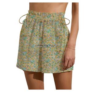 Nouveaux shorts d'été pour femmes, imprimés à la main, avec cordon de serrage, pour la plage et la maison - Product Image 6
