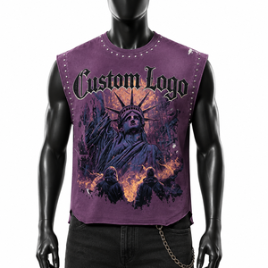 Camiseta sin mangas Glory Custom con gráfico desgastado impreso en DTG, estilo vintage con pedrería, para un uso cómodo unisex. - Product Image 5