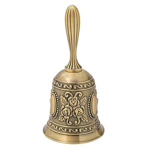 Vintage Brass Hand <b>Bell</b> Decorative Floral Design Antique Style Metal <b>Bell</b> for Home Decor Prayer Wedding & Special Events - Product Image 3