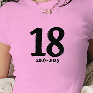 เสื้อยืดแขนสั้นทรงเข้ารูปพิมพ์ลายสไตล์ Y2K สำหรับผู้หญิง ปี 2007-2025 - Product Image 2