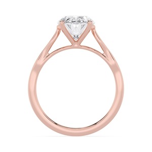 Anillo de compromiso de oro rosa de 10 quilates con diamante cultivado en laboratorio de corte ovalado sofisticado, 2.00 quilates en total, anillo de boda nupcial solitario de lujo - Product Image 2