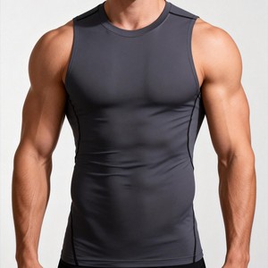 Bangladesh CN Factory Price Men's <b>Compression</b> Tank Top Quick Dry Sleeveless Sports Vest O Neck Muscle Shirt Gym Workout - Product Image 1