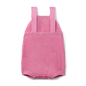 ชุดรอมเปอร์เด็กทารกสีชมพูโรส ผ้าถัก แขนกุด คอเหลี่ยม ติดกระดุม สายรัด - Product Image 2