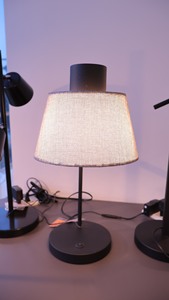 Minimalist Desk Lamp with Beige Fabric Cone Shade Metal Base LED Soft Warm White <b>Light</b> Hotel <b>Switch</b> Control AC 220V CRI80 - Product Image 2
