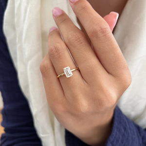 High Quality 1-Carat Lab-Grown Emerald Cut Diamond Classic Engagement Wedding <b>Ring</b> 14K Yellow Gold Prong Setting Direct Factory - Product Image 6