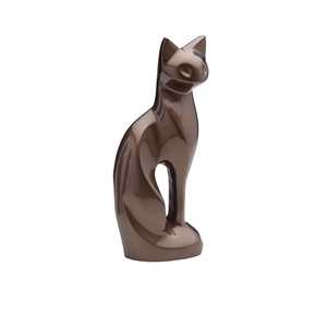 Urne funéraire moderne pour chat, finition noire brillante – Urne commémorative en métal moulé en forme de chat pour exposition intérieure - Product Image 2