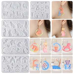 Pendant Earrings Unicorn Violent Bear Cat Trojan Elk Christmas Resin <b>Silicone</b> Mold - Product Image 1