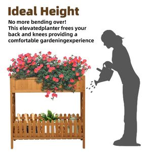 กล่องปลูกต้นไม้ไม้พร้อมชั้นวางของสำหรับเก็บของกลางแจ้งและในสวน - Product Image 6