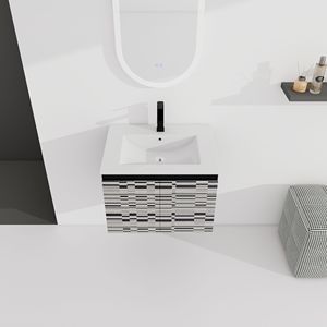 Mobile bagno sospeso da 24 pollici con anta soft-close e lavabo in ceramica, kit di montaggio (KD) - Product Image 3