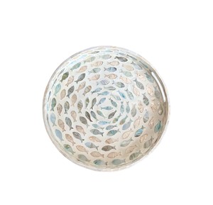 Meilleur prix Plateau rond en nacre avec incrustation de coquillages marins à motifs tourbillonnants pour service de table en restaurant - Product Image 1