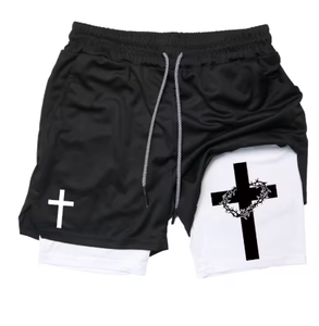 Pantalones cortos de rendimiento 2 en 1 para hombre, pantalones cortos de secado rápido para correr, gimnasio y entrenamiento con bolsillo - Product Image 4