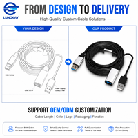 Cable de Extensión LUNGKAY 3.0 con Chip E-marker, Conductor con Triple Blindaje, Macho a Hembra para Conexión de Dispositivos de Visualización